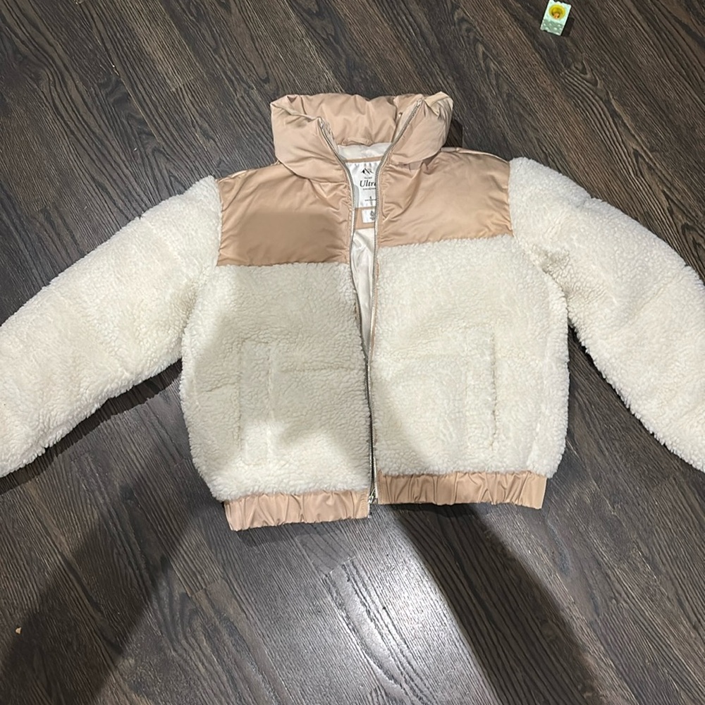 ABERCROMBIE & FITCH Womens Ultra Mini Puffer Jacket NEW Sz s Sherpa Cream